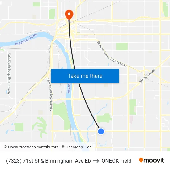 (7323) 71st St & Birmingham Ave Eb to ONEOK Field map