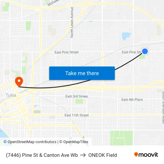 (7446) Pine St & Canton Ave Wb to ONEOK Field map