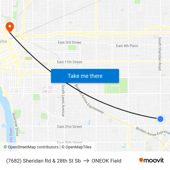 (7682) Sheridan Rd & 28th St Sb to ONEOK Field map