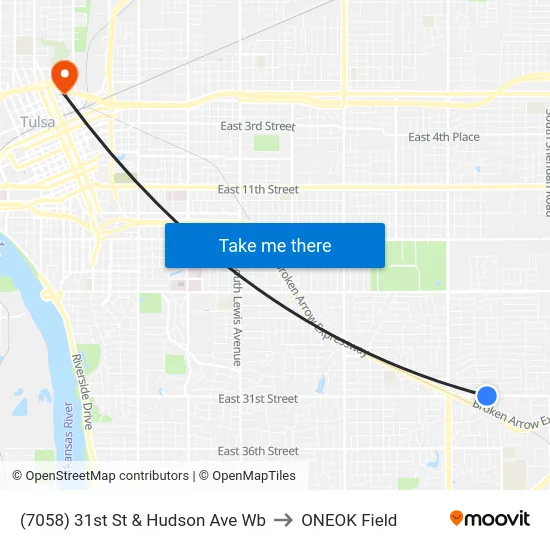 (7058) 31st St & Hudson Ave Wb to ONEOK Field map