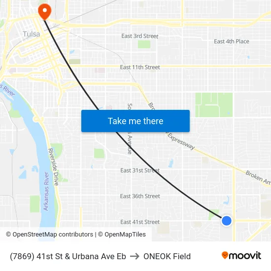(7869) 41st St & Urbana Ave Eb to ONEOK Field map