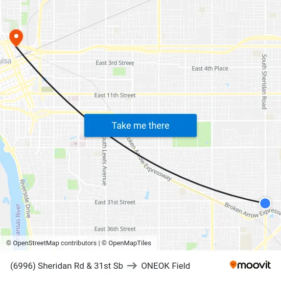 (6996) Sheridan Rd & 31st Sb to ONEOK Field map