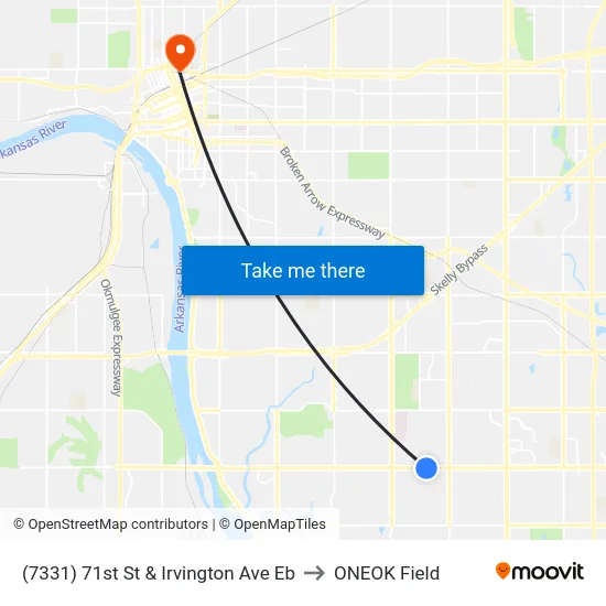 (7331) 71st St & Irvington Ave Eb to ONEOK Field map