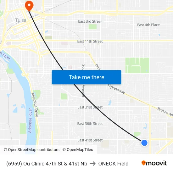 (6959) Ou Clinic 47th St & 41st Nb to ONEOK Field map