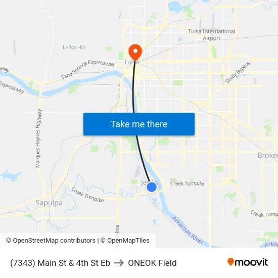(7343) Main St & 4th St Eb to ONEOK Field map