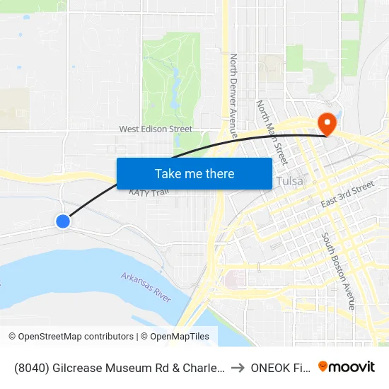 (8040) Gilcrease Museum Rd & Charles Pag to ONEOK Field map