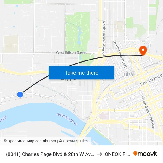 (8041) Charles Page Blvd & 28th W Ave Wb to ONEOK Field map
