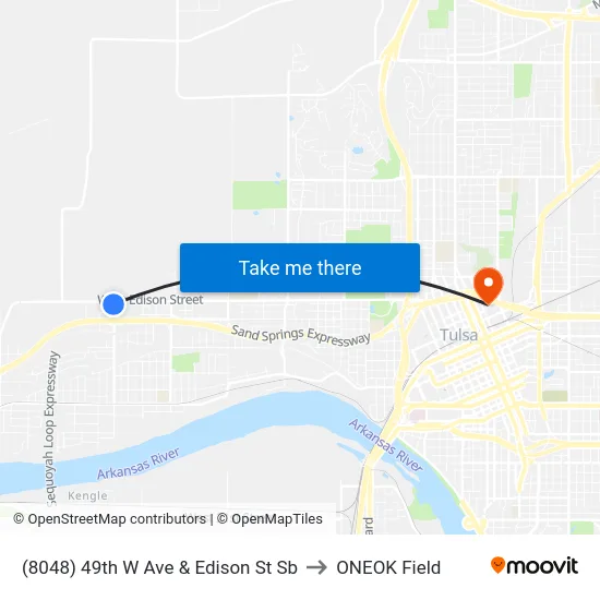 (8048) 49th W Ave  & Edison St Sb to ONEOK Field map