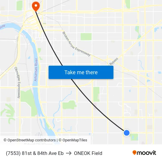 (7553) 81st &  84th Ave Eb to ONEOK Field map