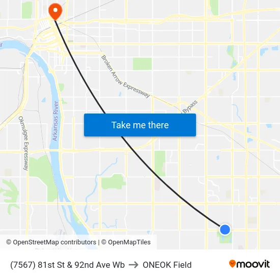 (7567) 81st St & 92nd Ave Wb to ONEOK Field map