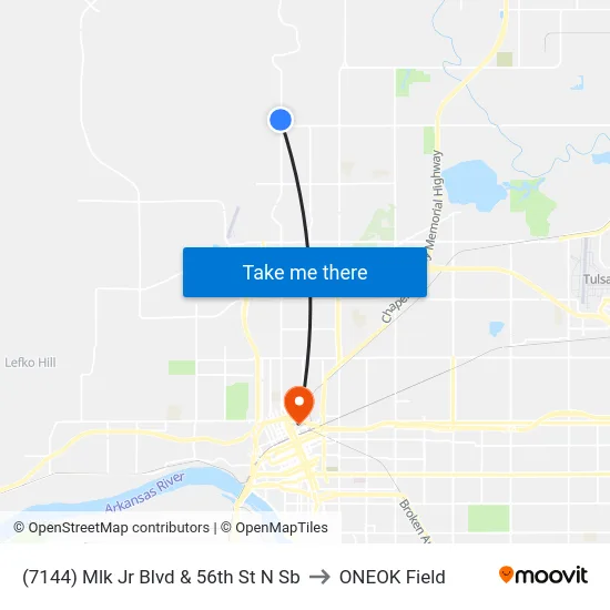 (7144) Mlk Jr Blvd & 56th St N Sb to ONEOK Field map
