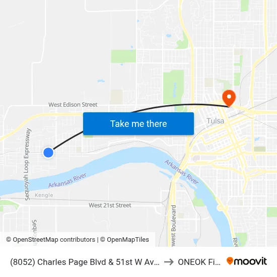 (8052) Charles Page Blvd & 51st W Ave Wb to ONEOK Field map