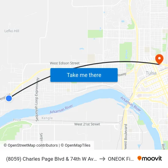 (8059) Charles Page Blvd & 74th W Ave Wb to ONEOK Field map