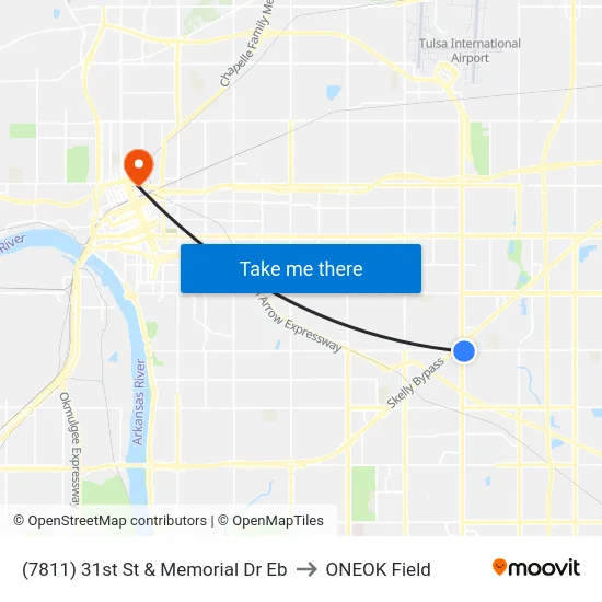 (7811) 31st St & Memorial Dr Eb to ONEOK Field map