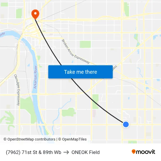 (7962) 71st St  & 89th Wb to ONEOK Field map