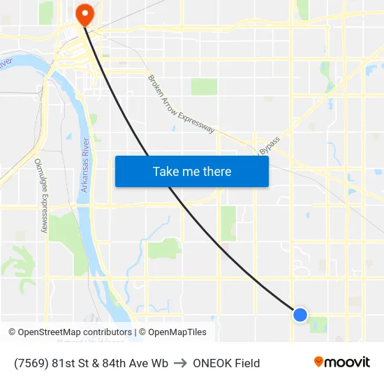 (7569) 81st St & 84th Ave Wb to ONEOK Field map