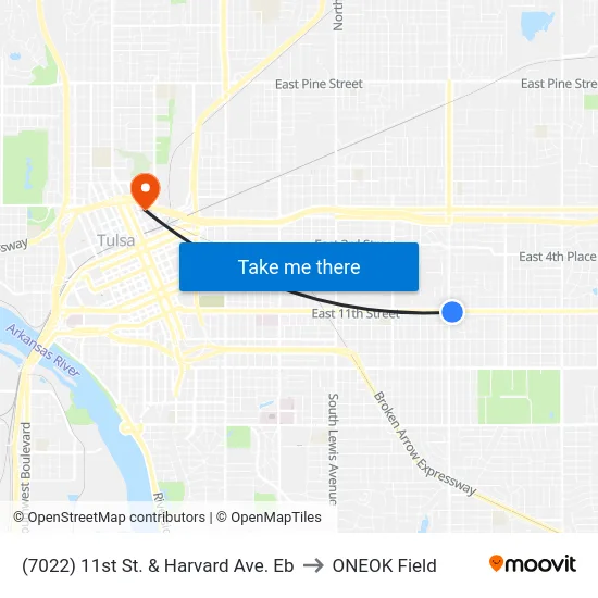 (7022) 11st St. & Harvard Ave. Eb to ONEOK Field map
