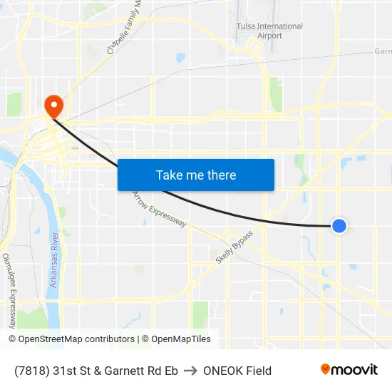 (7818) 31st St & Garnett Rd Eb to ONEOK Field map