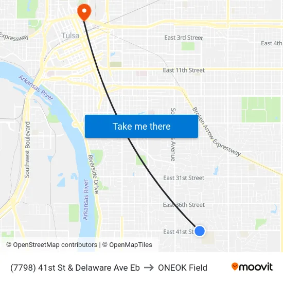 (7798) 41st St & Delaware Ave Eb to ONEOK Field map