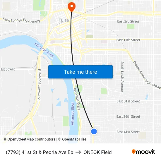(7793) 41st St & Peoria Ave Eb to ONEOK Field map