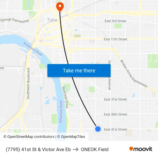 (7795) 41st St & Victor Ave Eb to ONEOK Field map