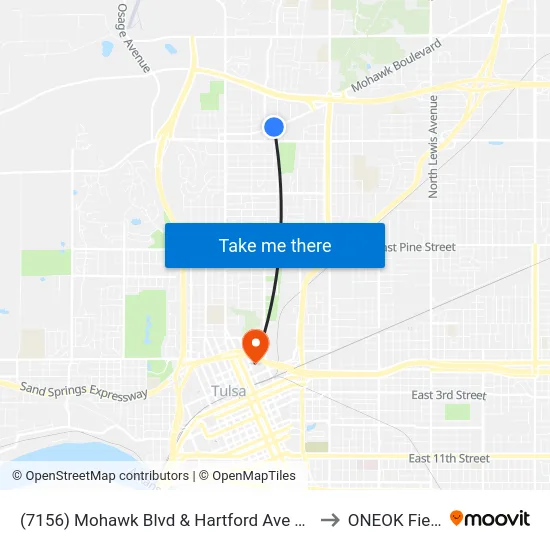 (7156) Mohawk Blvd & Hartford Ave Wb to ONEOK Field map