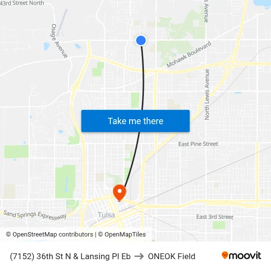 (7152) 36th St N & Lansing Pl Eb to ONEOK Field map