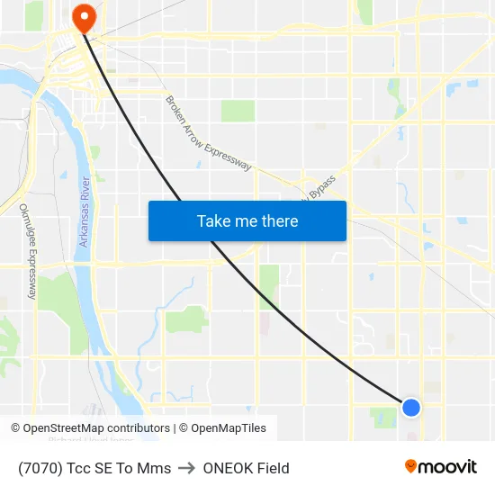 (7070) Tcc SE To Mms to ONEOK Field map
