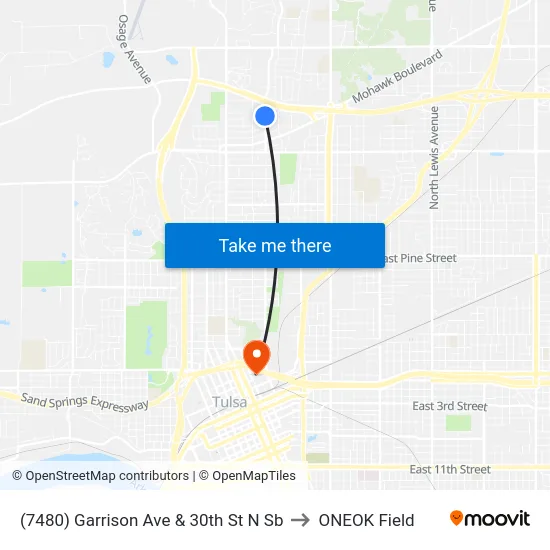 (7480) Garrison Ave & 30th St N Sb to ONEOK Field map