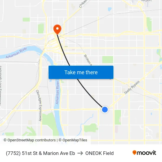 (7752) 51st St & Marion Ave Eb to ONEOK Field map
