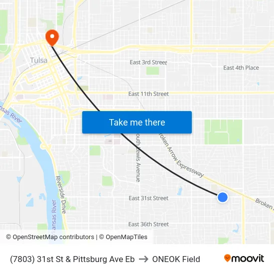 (7803) 31st St & Pittsburg Ave Eb to ONEOK Field map