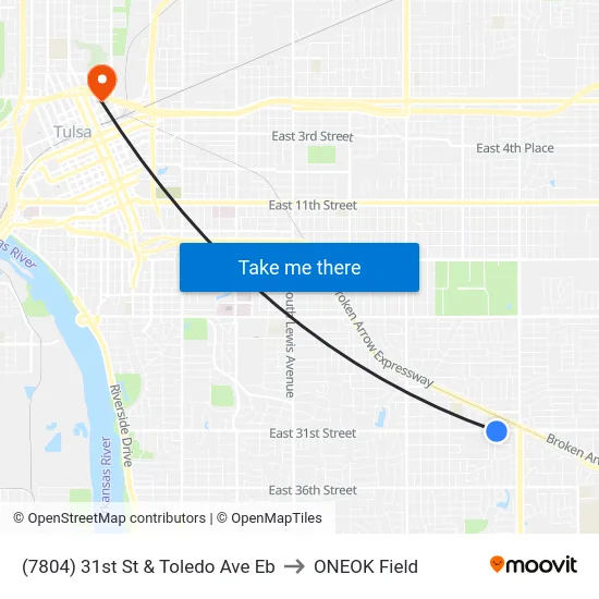(7804) 31st St & Toledo Ave Eb to ONEOK Field map