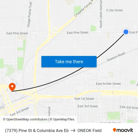 (7379) Pine St & Columbia Ave Eb to ONEOK Field map