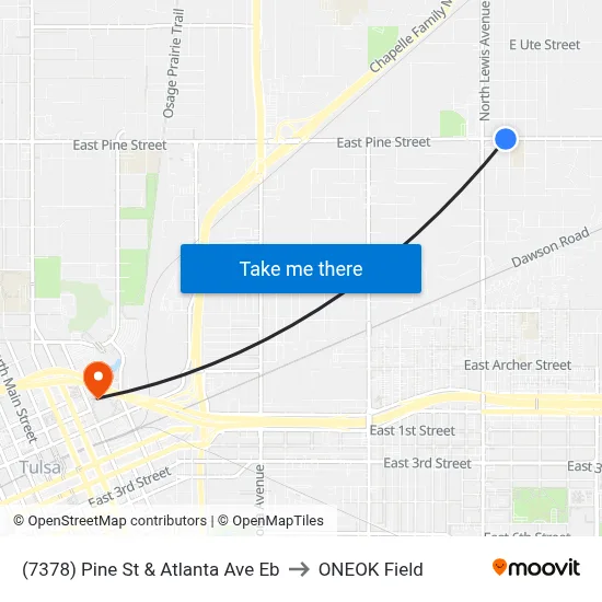 (7378) Pine St & Atlanta Ave Eb to ONEOK Field map