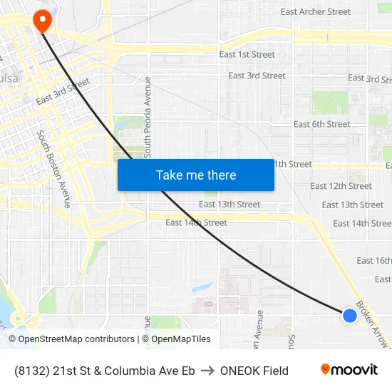 (8132) 21st St & Columbia Ave Eb to ONEOK Field map