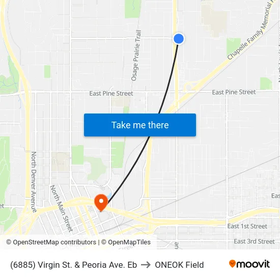 (6885) Virgin St. & Peoria Ave. Eb to ONEOK Field map