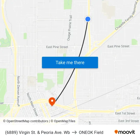 (6889) Virgin St. & Peoria Ave. Wb to ONEOK Field map