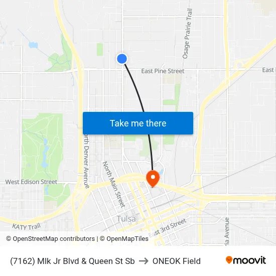 (7162) Mlk Jr Blvd & Queen St Sb to ONEOK Field map