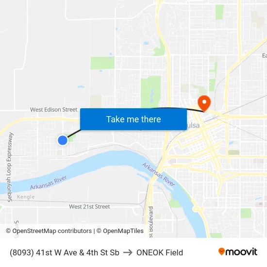 (8093) 41st W Ave & 4th St Sb to ONEOK Field map