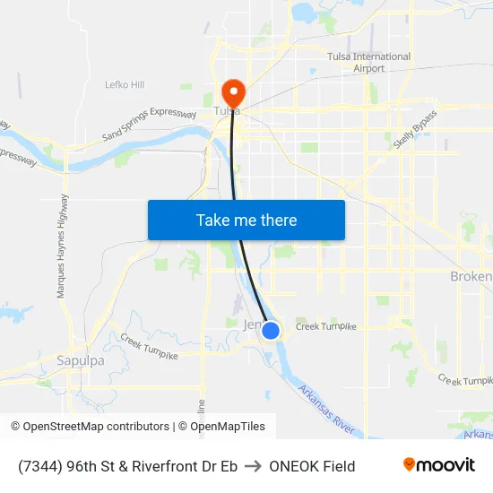 (7344) 96th St & Riverfront Dr Eb to ONEOK Field map