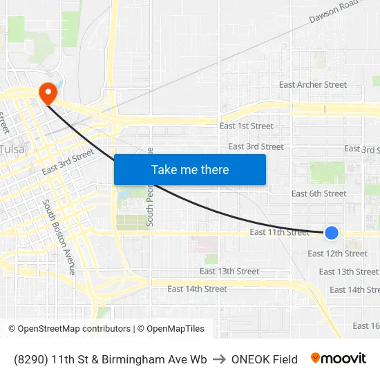 (8290) 11th St & Birmingham Ave Wb to ONEOK Field map