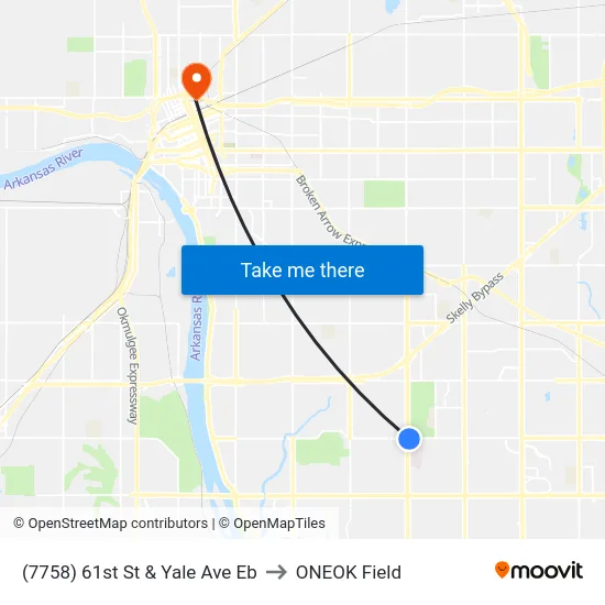 (7758) 61st St & Yale Ave Eb to ONEOK Field map
