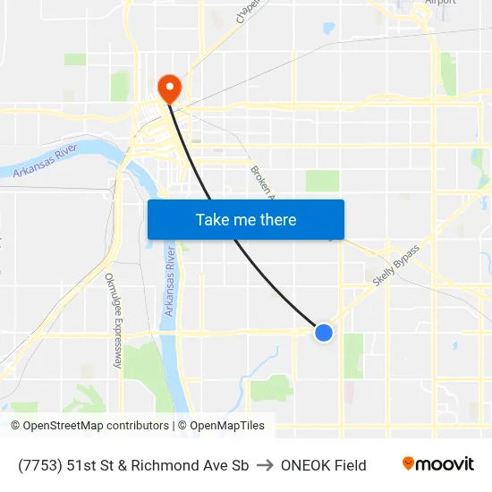 (7753) 51st St & Richmond Ave Sb to ONEOK Field map