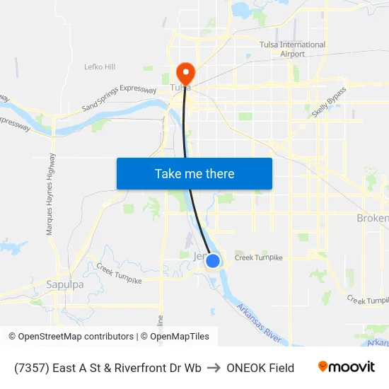 (7357) East A St & Riverfront Dr Wb to ONEOK Field map