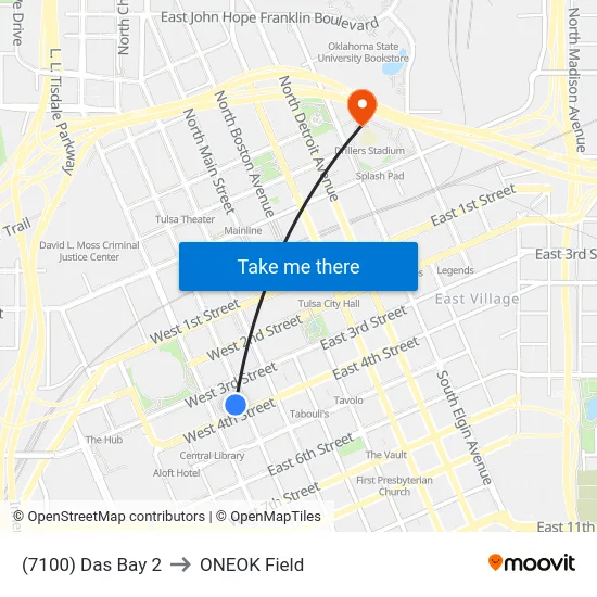 (7100) Das Bay 2 to ONEOK Field map