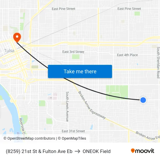 (8259) 21st St & Fulton Ave Eb to ONEOK Field map