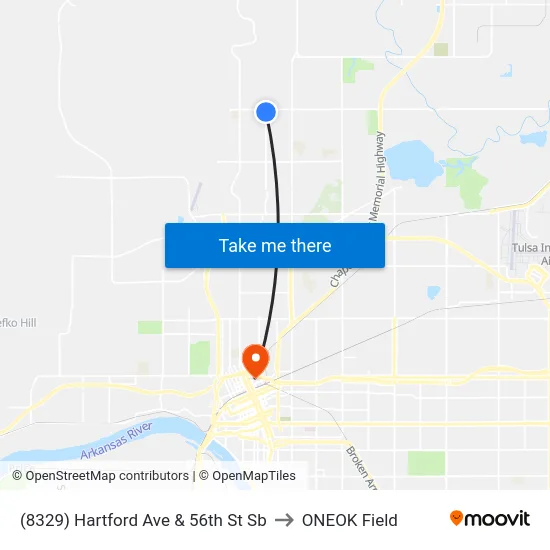 (8329) Hartford Ave & 56th St Sb to ONEOK Field map