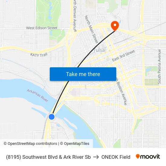 (8195) Southwest Blvd & Ark River Sb to ONEOK Field map