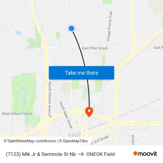 (7123) Mlk Jr & Seminole St Nb to ONEOK Field map