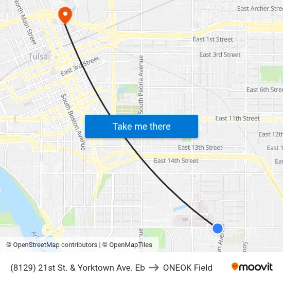 (8129) 21st St. & Yorktown Ave. Eb to ONEOK Field map